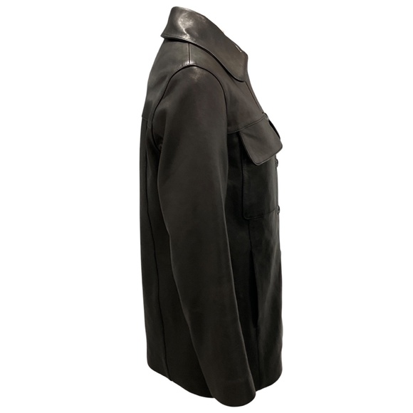 KHAITE DARK BROWN BUTTON FRONT LAMBSKIN LEATHER JACKET - Picture 2 of 5